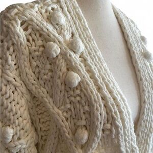POL Cream Chunky Bobble Knit Cardigan